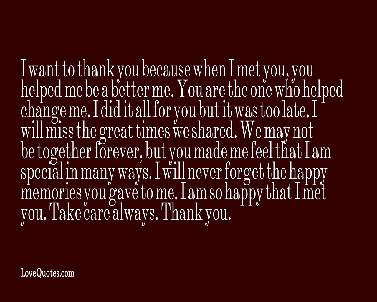 Thank You That I Met You