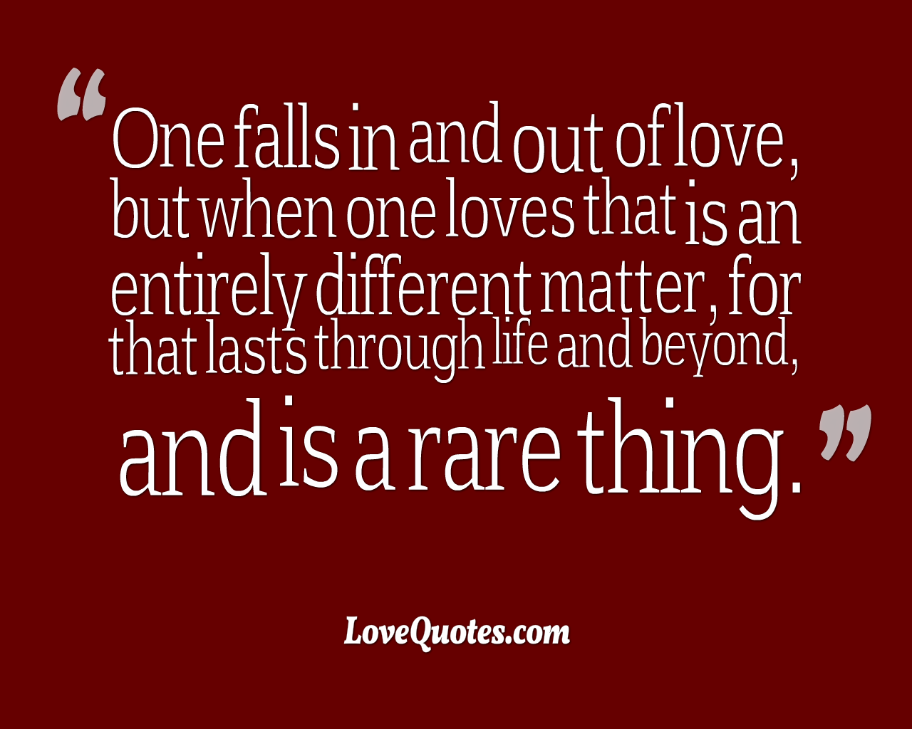 One Falls In And Out Of Love