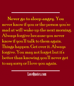 Never Go To Sleep Angry