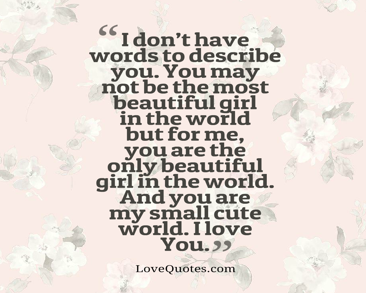 You may not be the most beautiful girl in the world but for me, you are the...